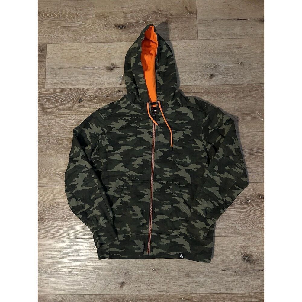 American Giants Mens Green Camo Full Zip Hooded Sweater Size Large